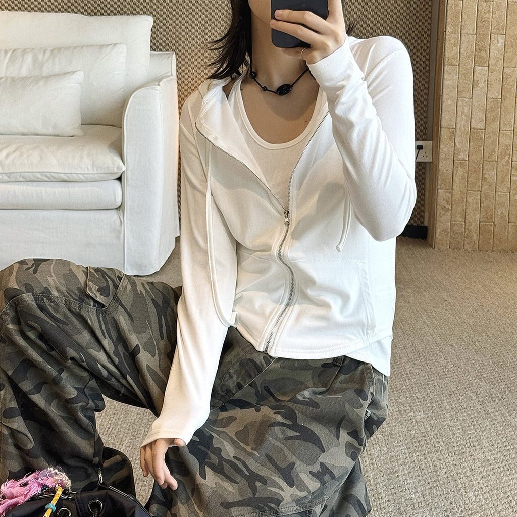 Women’s Slim Fit Hooded Zip-Up Cardigan Jacket
