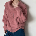 off shoulder lapel knitted loose top sweater