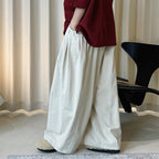 Retro washed casual slimming wide leg pants