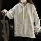 American letter printed loose hooded sweatshirt top