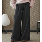 High waisted lotus leaf edge loose wide leg pants