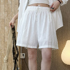 High Waist Linen Cotton Drawstring Bermuda Shorts - Multiple Colors