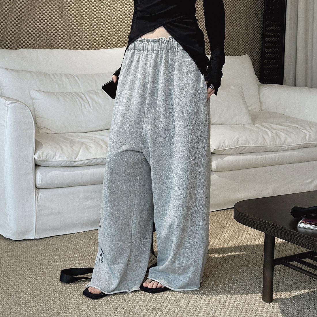 Women’s Oversized Wide Leg Sweatpants with Letter Print