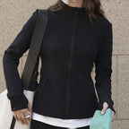 Simple Sporty Stand-up Collar Patchwork Jacket Slim Fit Short Outerwear