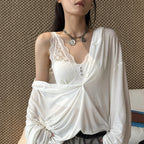 Women’s V-Neck Lace Camisole with Built-in Bra