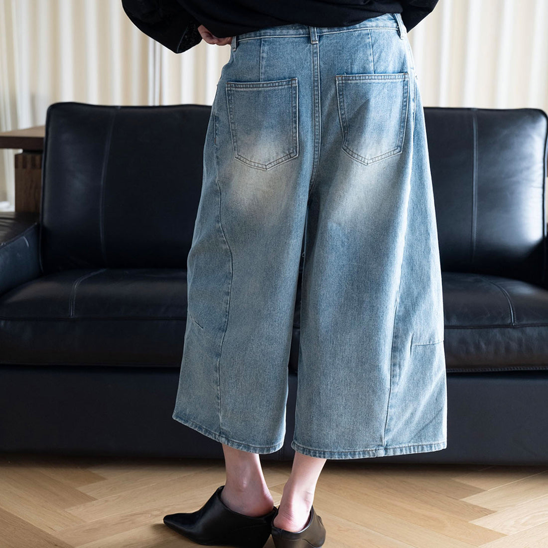 Summer new retro workwear patchwork wide leg jeans
