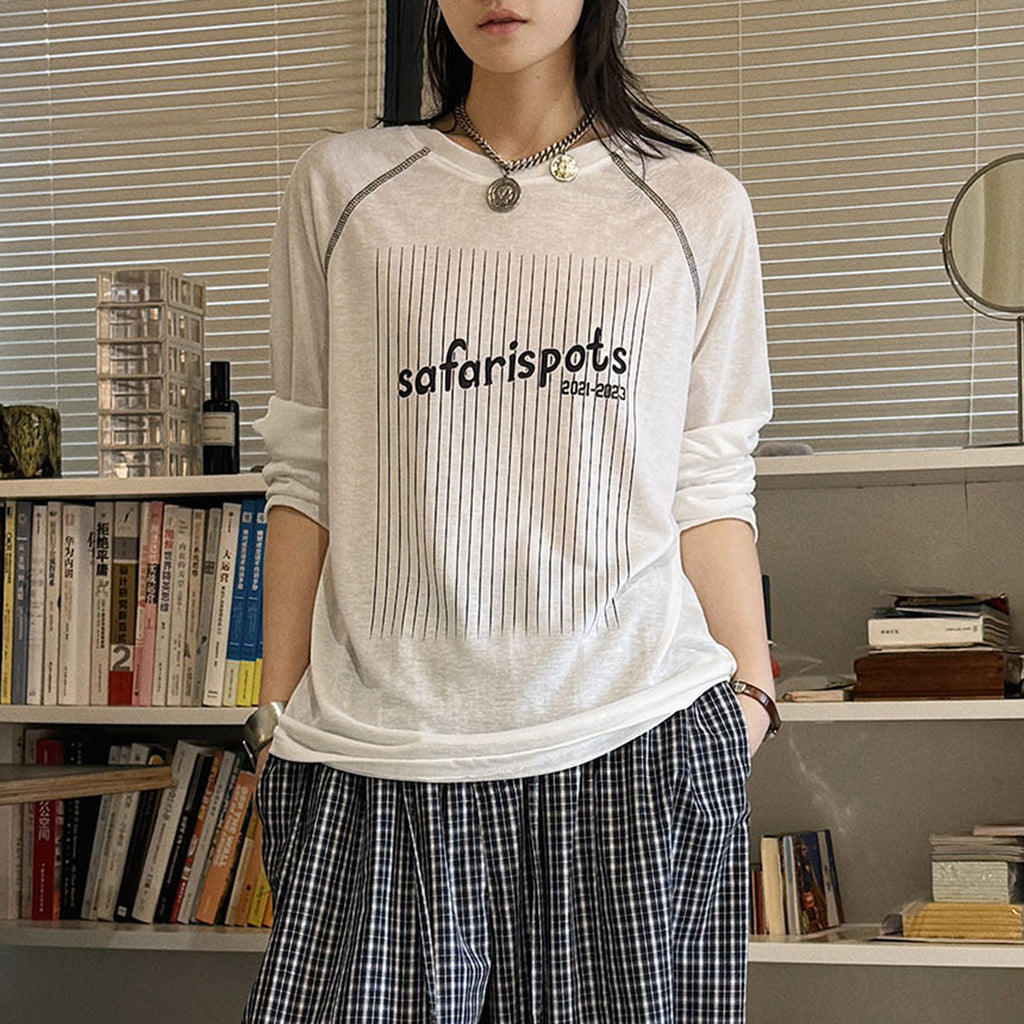Striped contrasting letter printed T-shirt top