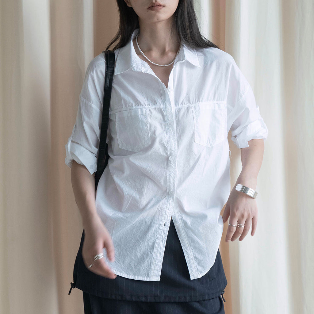 Line splicing loose button up shirt top