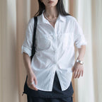 Line splicing loose button up shirt top