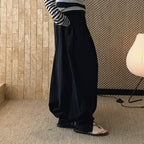 Loose fit high waist draped cuffed pants