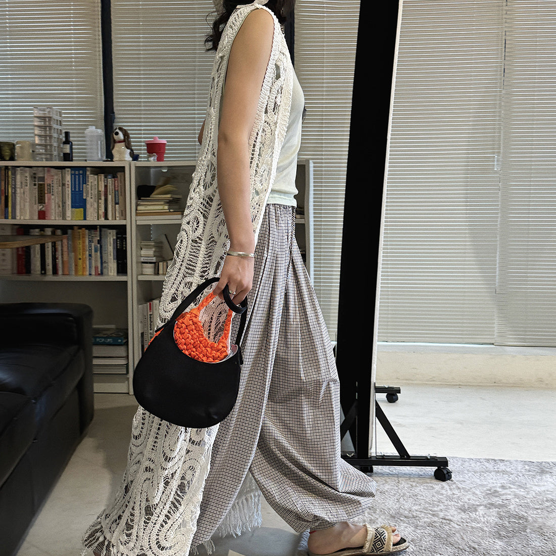 sleeveless long vest lace knit cardigan v neck button down hollow out lightweight layering top