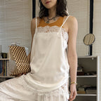 Lace trim cami top with silky stretch fabric for layering or solo wear
