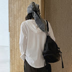 Loose fit v neck long sleeve button shirt top