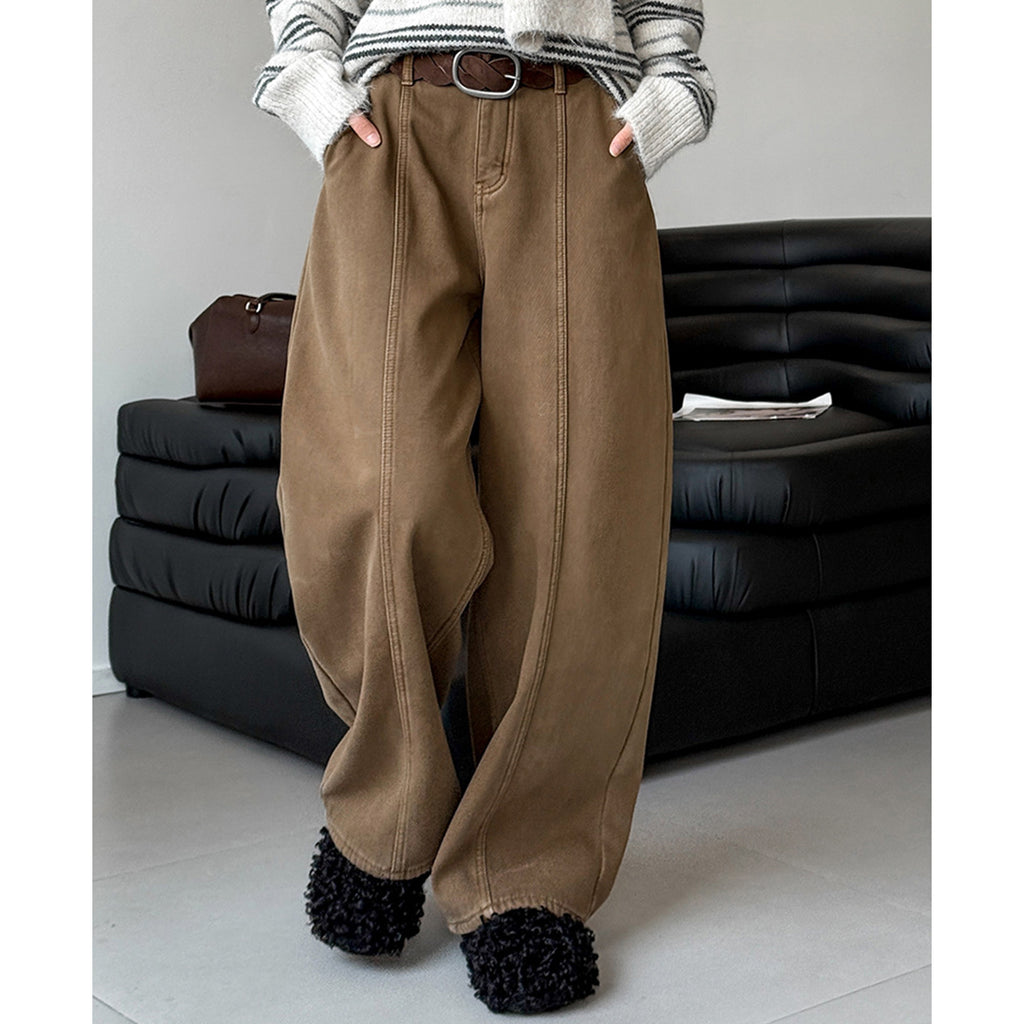 Stitch versatile casual straight leg wide leg pants