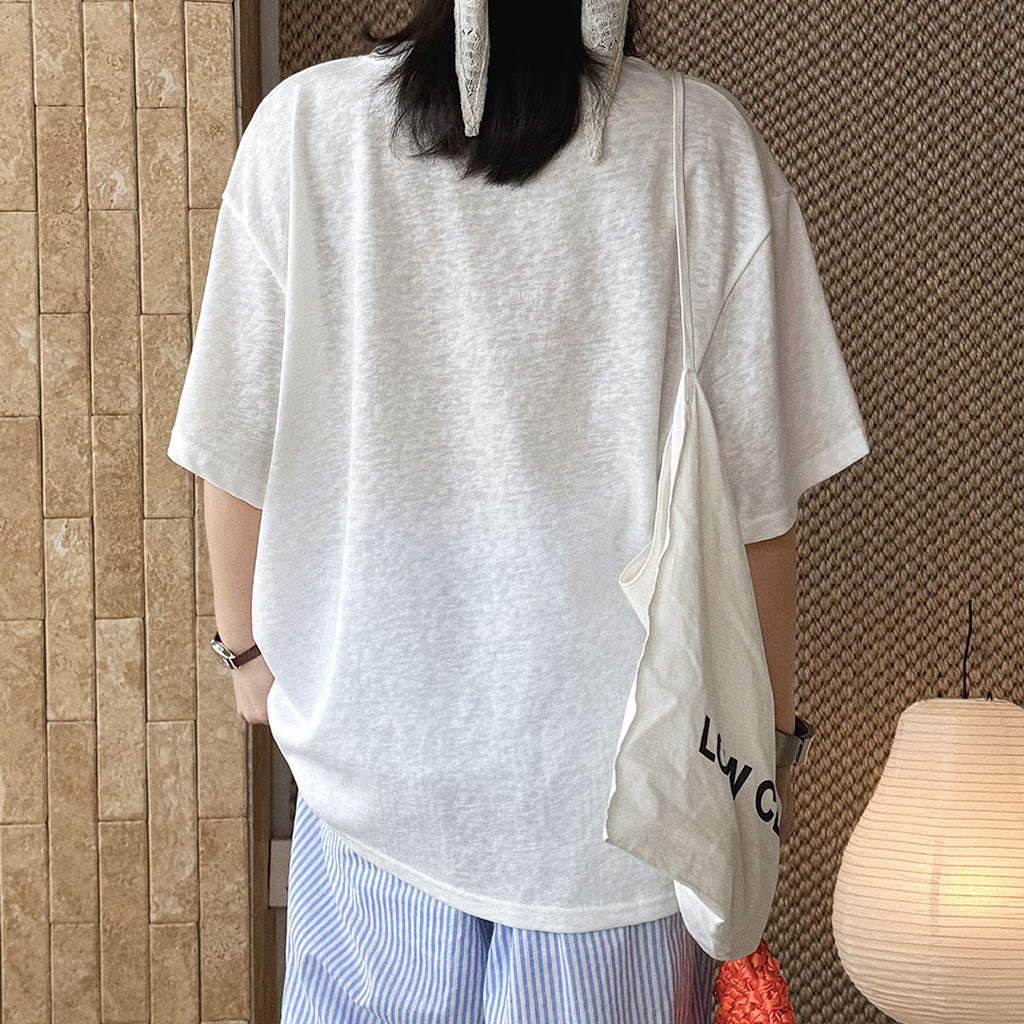 Round neck sausage dog letter printed short sleeve T-shirt top