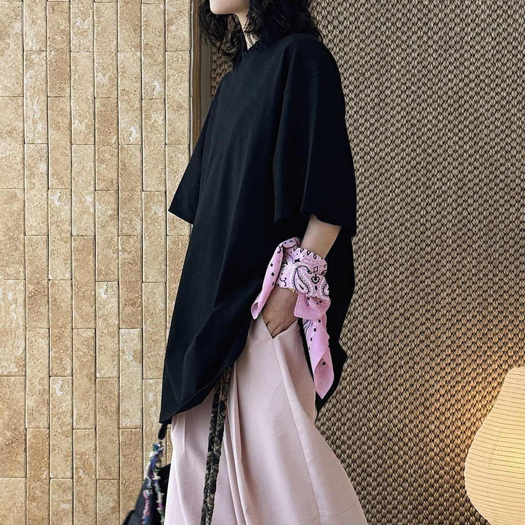 Loose fit round neck short sleeve oversized t shirt