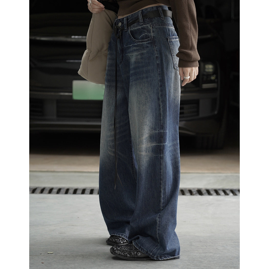 Retro ripped slim casual pants jeans