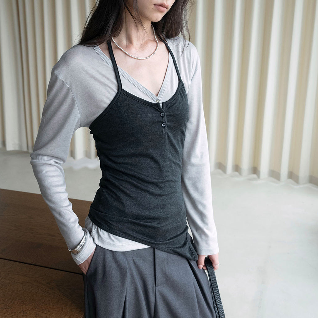 Thin strap hanging neck Tencel suspender top