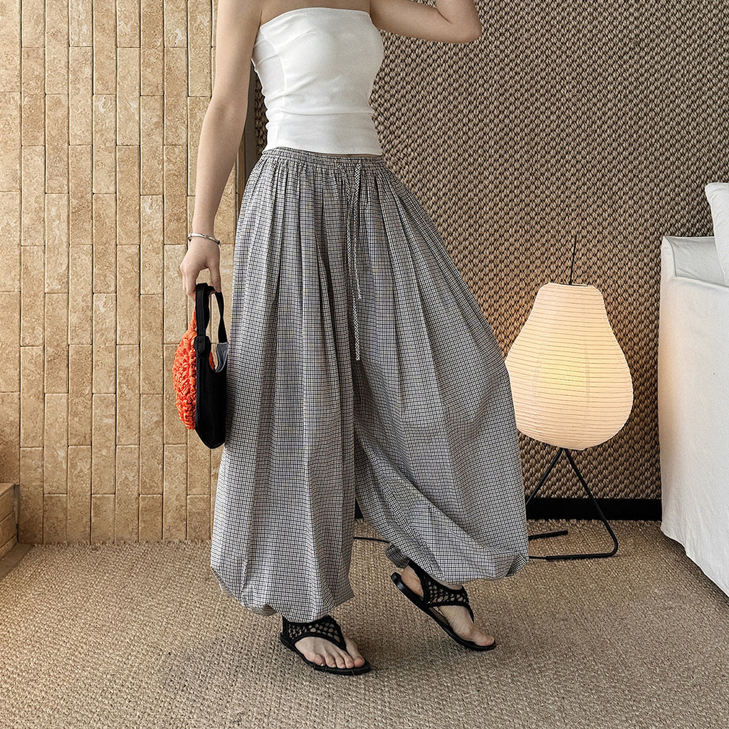 Decorative Balloon Pants Buttoned Cuffed Pants