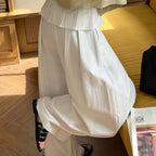 High waist pleated wide leg pants women loose drape trousers with tie waist