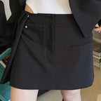 Structured high-waisted mini skirt with inner shorts lining
