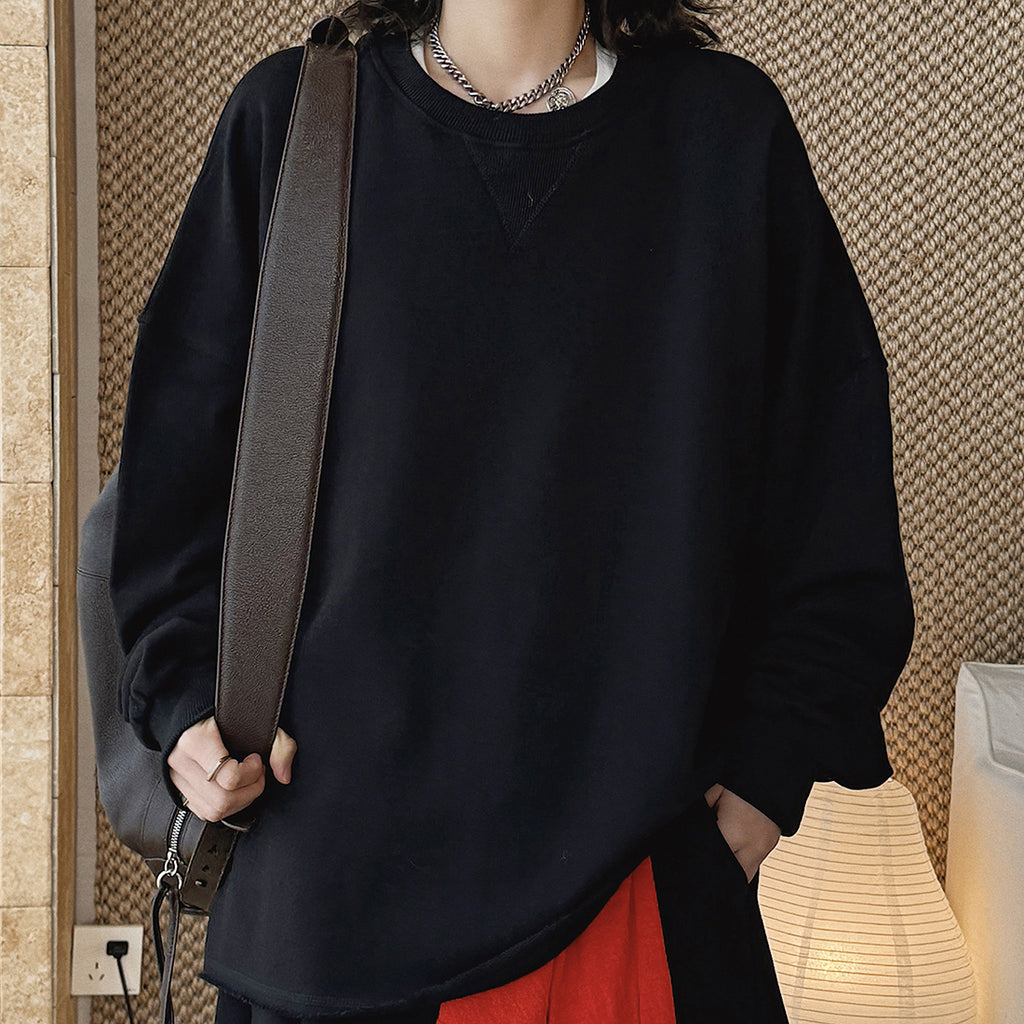 oversized long sleeve sweatshirt cotton loose fit crew neck pullover casual top