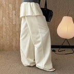 High-waisted Tencel cotton wide-leg pants in relaxed draped silhouette
