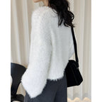 V-neck sparkling diamond long sleeved sweater top