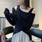 Women’s Asymmetric Cold Shoulder Long Sleeve Top