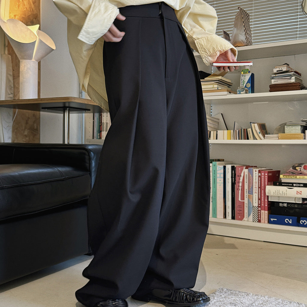 High waist loose fit structured wide leg pants