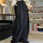 High waist loose fit structured wide leg pants