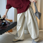 Retro washed casual slimming wide leg pants