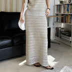 Women’s Textured Knit A-Line Midi Skirt