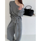 Off shoulder lounge set women loose fit wide leg pants two piece outfit