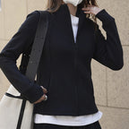 Simple Sporty Stand-up Collar Patchwork Jacket Slim Fit Short Outerwear