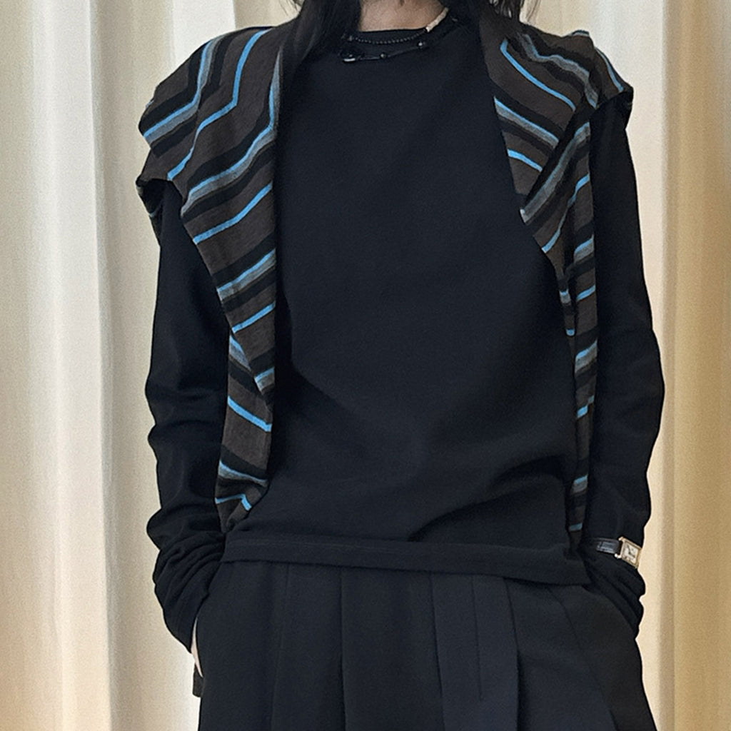 Round neck and plush loose fitting pullover T-shirt