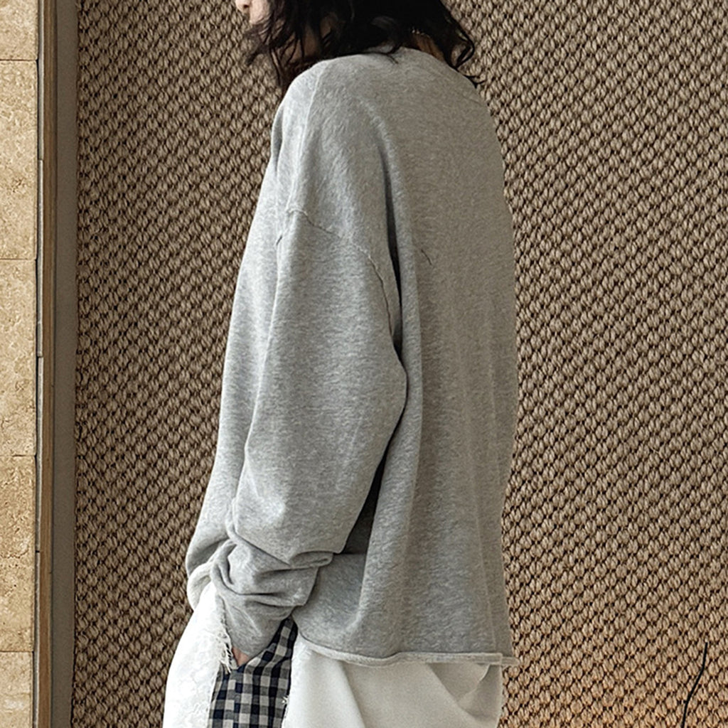 Loose fit round neck long sleeve sweatshirt top