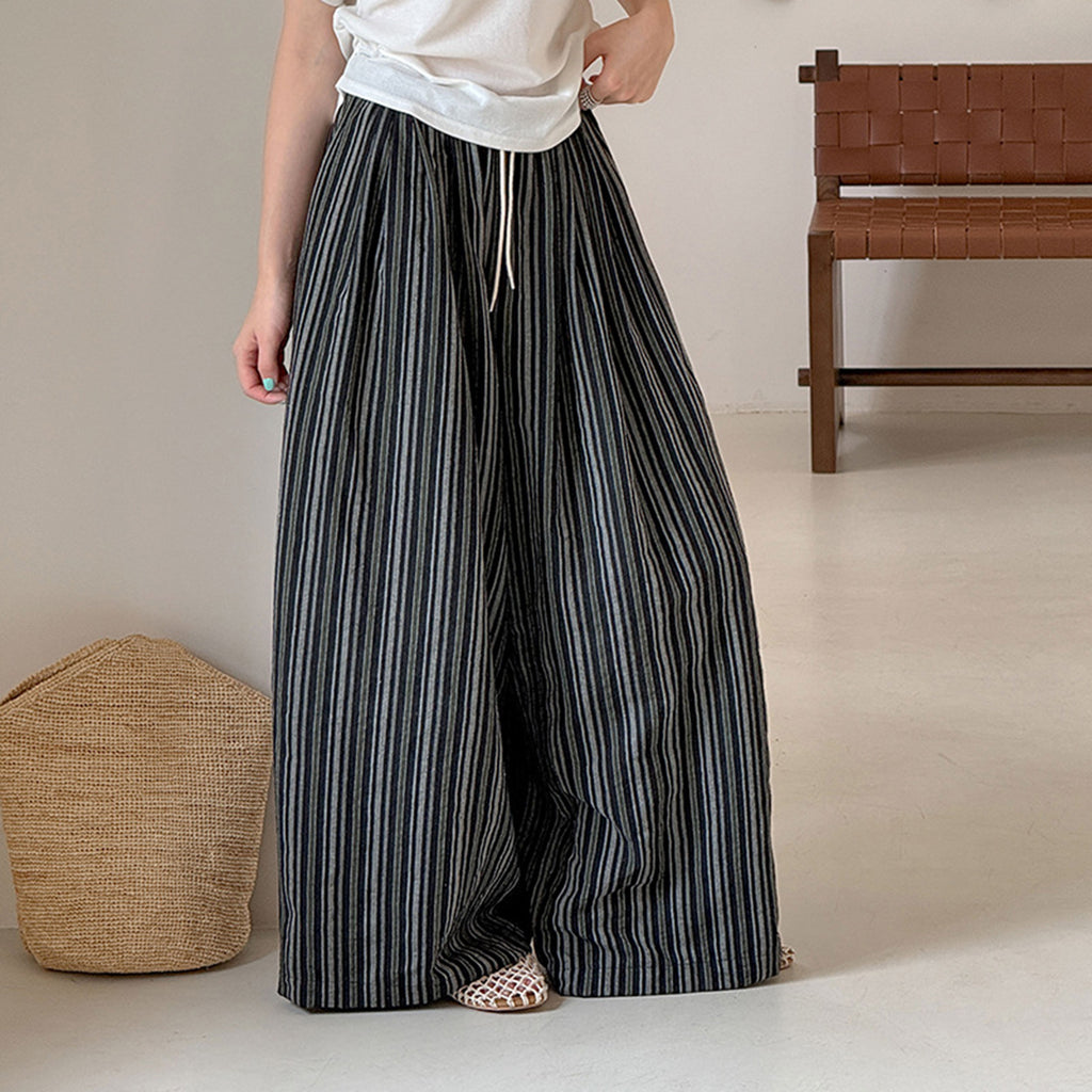Women’s Striped High-Waisted Wide-Leg Pants