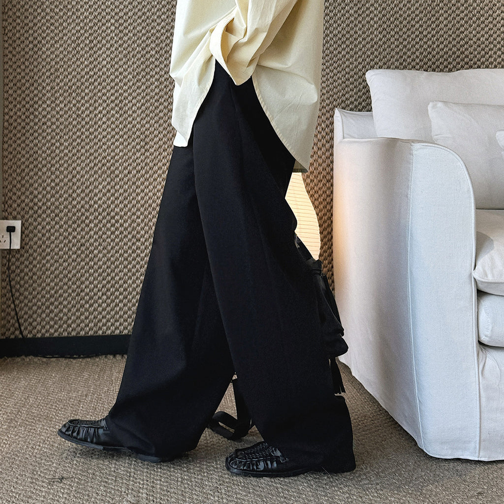 High waist loose fit structured wide leg pants