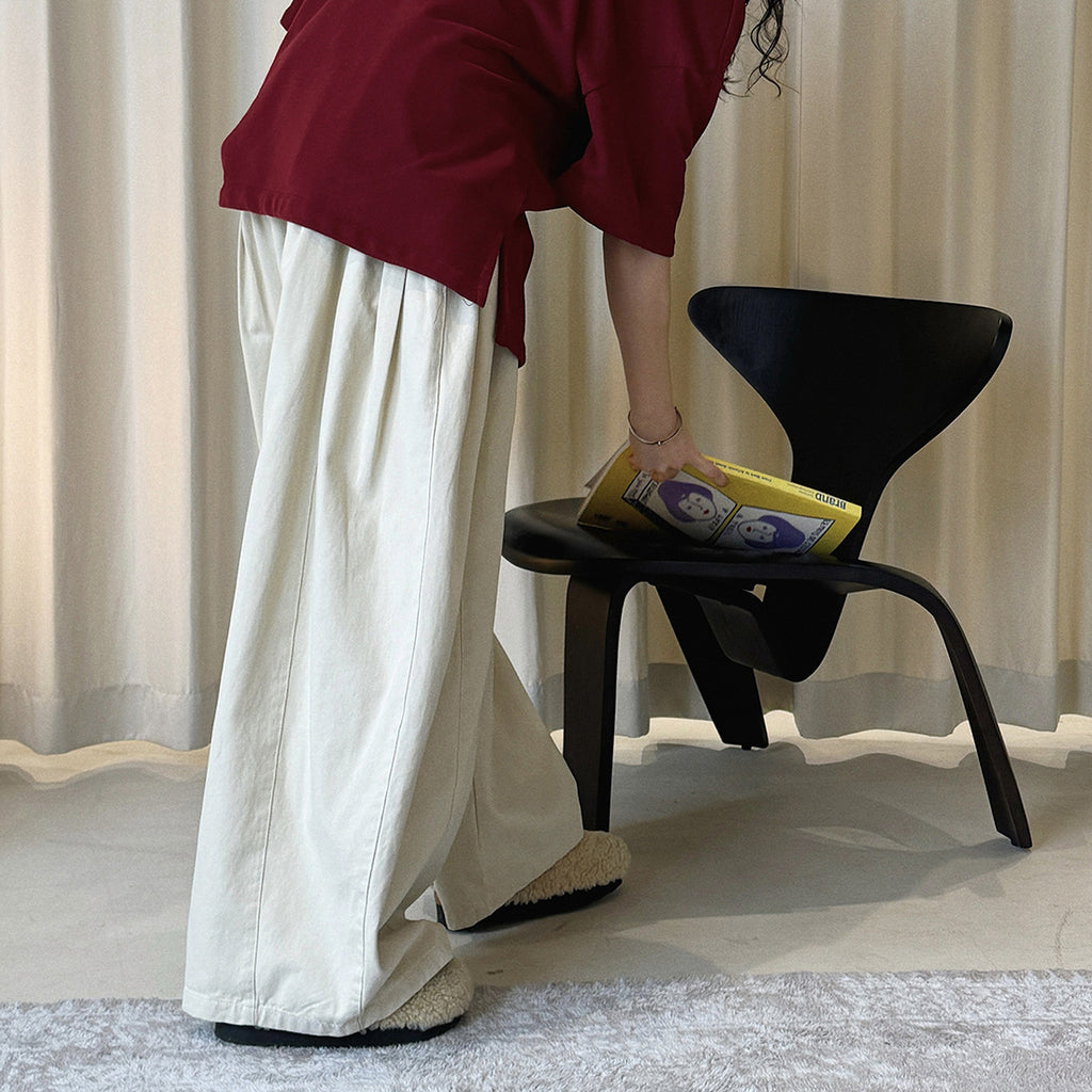 Retro washed casual slimming wide leg pants