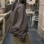 Round neck solid pullover loose long sleeved sweatshirt