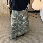 Camo long skirt women high waist vintage A-line maxi skirt