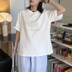 Oversized Spring Pear Graphic Cotton T-Shirt