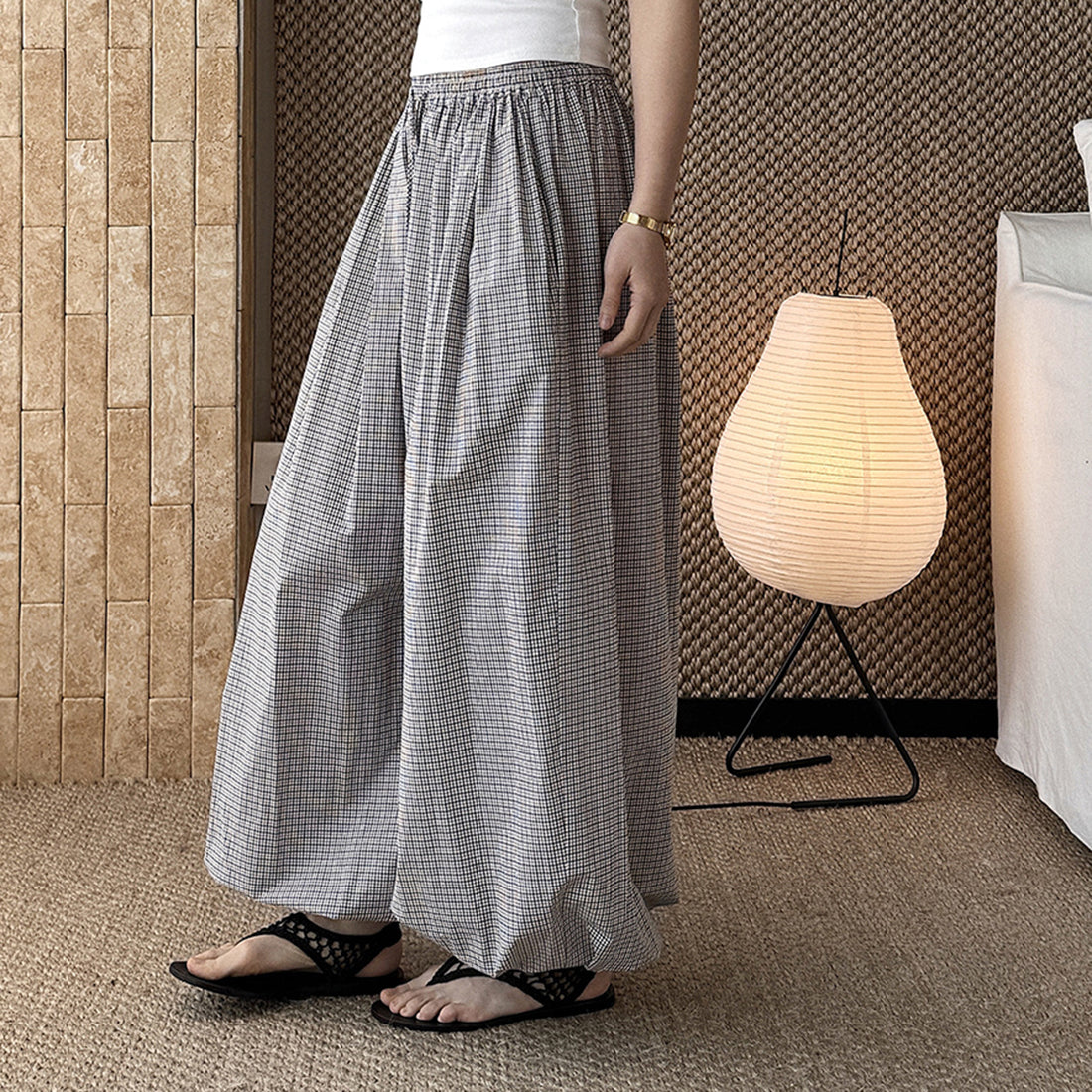 Decorative Balloon Pants Buttoned Cuffed Pants