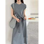Women’s Knot-Waist Short-Sleeve Midi Dress