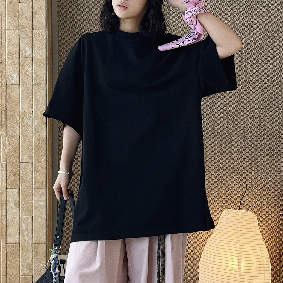 Loose fit round neck short sleeve oversized t shirt