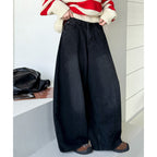 American retro fleece warm loose jeans