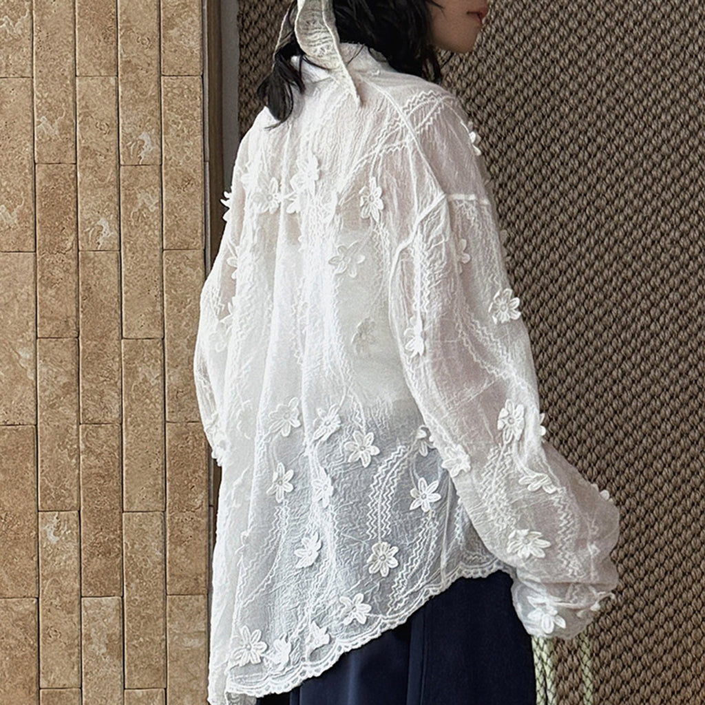 floral loose and long sleeve button up shirt
