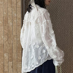 floral loose and long sleeve button up shirt