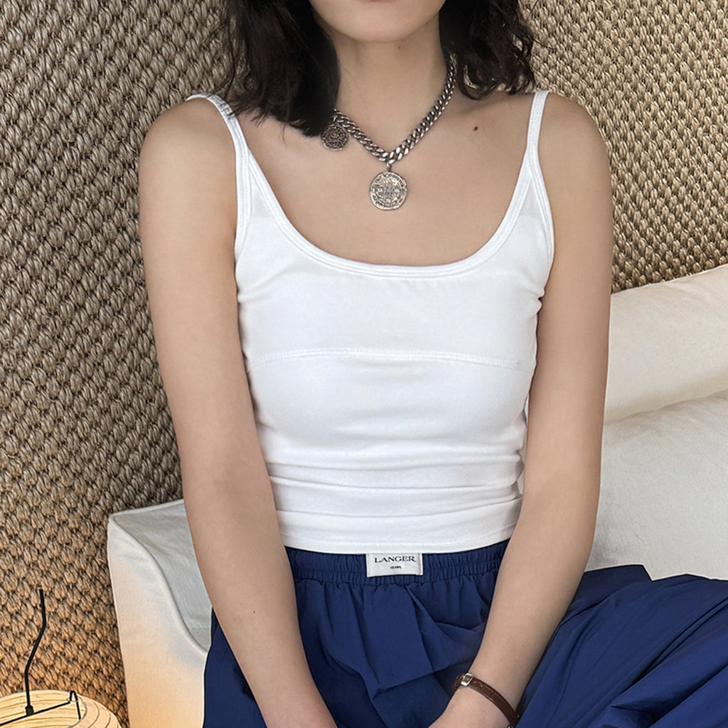 American sporty solid color slim fitting tank top